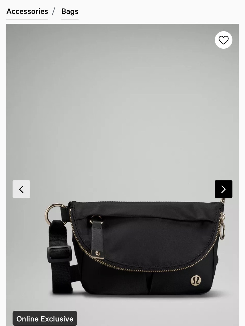 lululemon athletica Black Crossbody with Gold-Tone Hardware